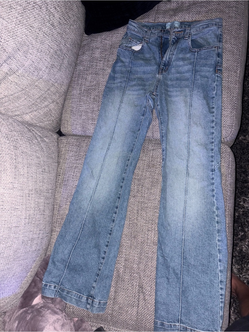 REVICE Light Blue High-Rise Wide Leg Jeans with Front Seams
